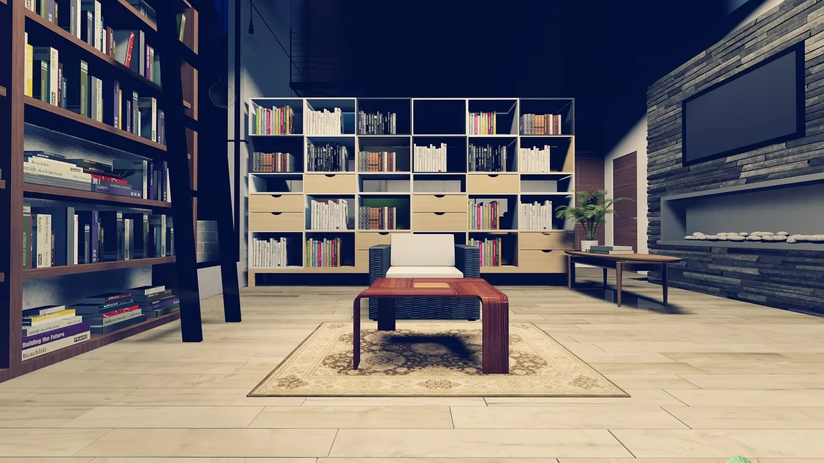 shelf, bookcase, apartment, house, contemporary, architecture, wood, indoors, library, window, modern, empty, furniture, room, seat, table, books, interior, 3d, living, style, chair, light, rug, floor, wooden, nobody, study, pattern, bookcase, bookcase, bookcase, bookcase, bookcase, library, library, library, room, study